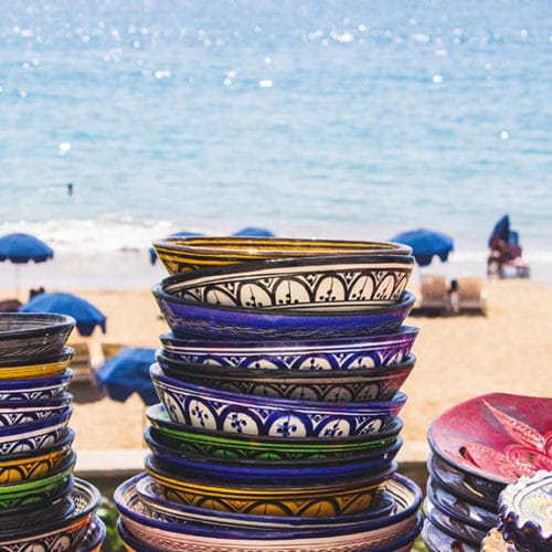 Fitnessurlaub in Marokko - Fitnessreisen für Reiseathleten Marokko - Traditionelle Ware Strand