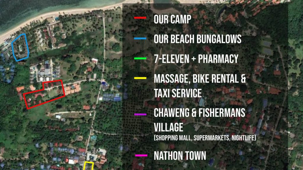 FitKoh - Fitnesscamp Map - Fitnessreise Koh Samui - Fitnessferien Thailand - Fitnessurlaub in Thailand für Reiseathleten