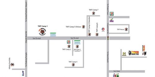 Map of all accommodations of Tiger Muay Thai - Fitness vacation for Travelling Athletes